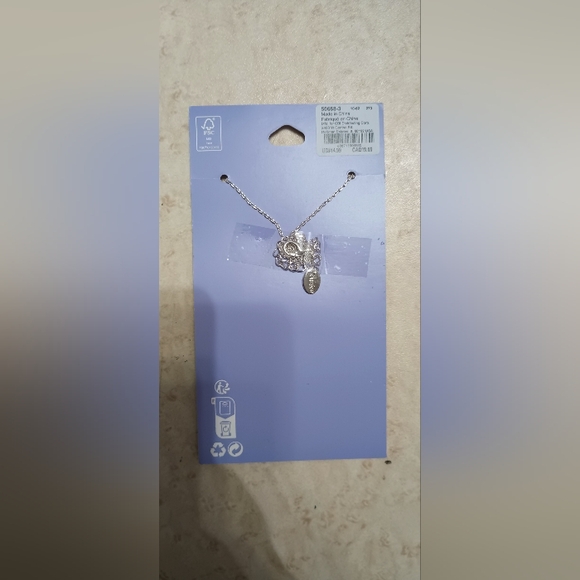 Claire's Silver Tone Cubic Zirconia Necklace New on Card 16" + 3" Inches Girls - Picture 2 of 5